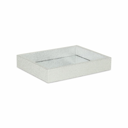 Gfancy Fixtures 10 in. Rectangular Wood Handmade Tray, Silver GF3108803
